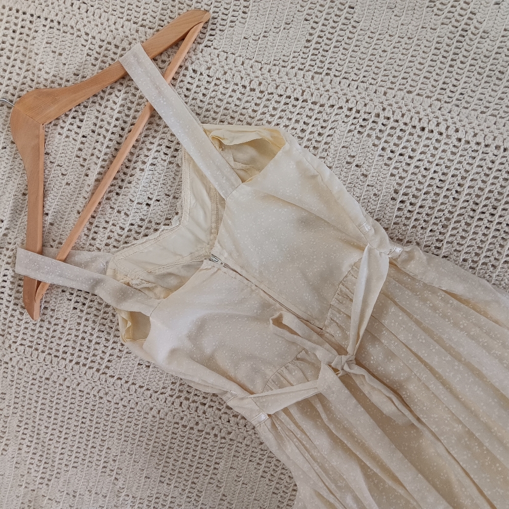 . Vintage Handmade Small Batch Cotton Lace Tie Back Prairie Maxi Slip Dress . - Picture 5 of 16